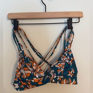 Kulani Kinis Teal and Orange Floral Bikini Top and Bottom Set